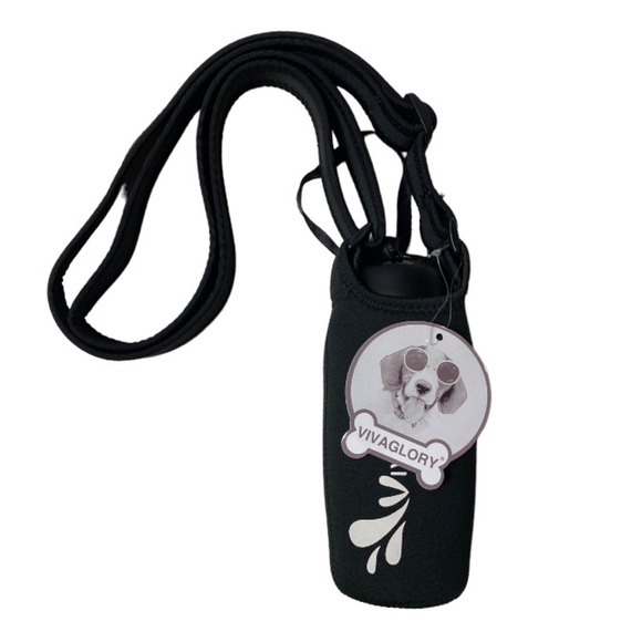 NWT Vivaglory Dog Water Bottle & Black Neoprene Carrier Set - Picture 4 of 15